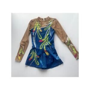 Girl's Gymnastic/Dance/ Ice Skating Blue Sequin Leotard / DressSz XS